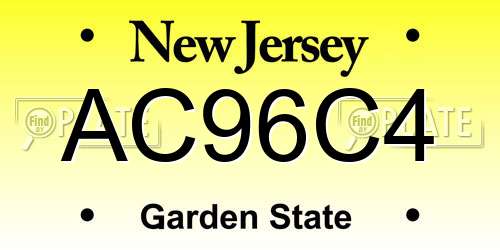 AC96C4 New Jersey License Plate