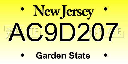 AC9D207 New Jersey License Plate