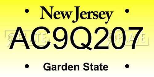 AC9Q207 New Jersey License Plate