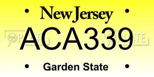 ACA339 New Jersey License Plate