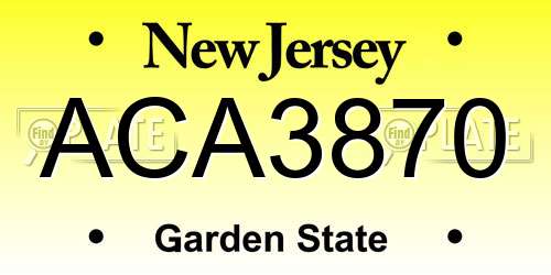 ACA3870 New Jersey License Plate