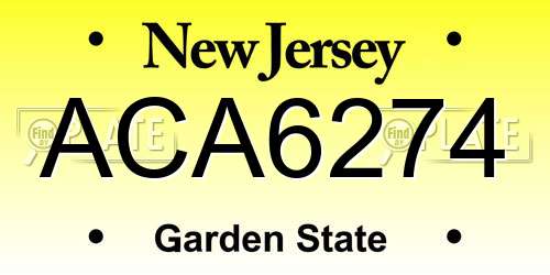 ACA6274 New Jersey License Plate