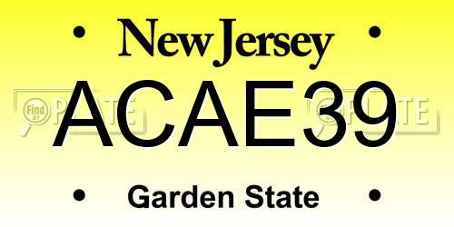 ACAE39 New Jersey License Plate