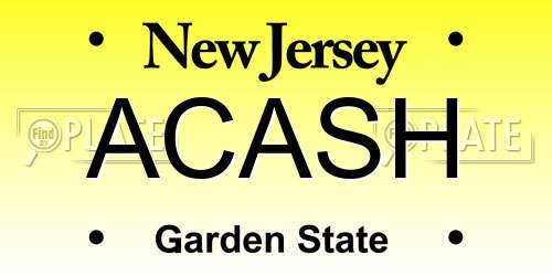 ACASH New Jersey License Plate