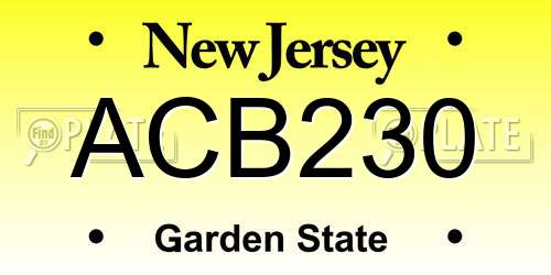 ACB230 New Jersey License Plate