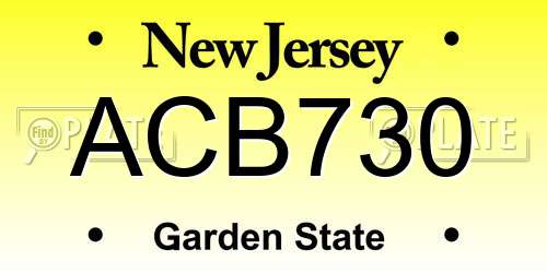 ACB730 New Jersey License Plate