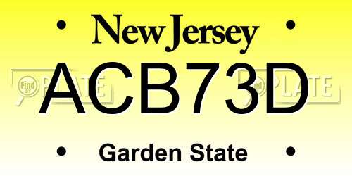ACB73D New Jersey License Plate