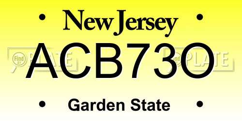 ACB73O New Jersey License Plate