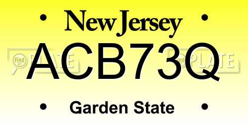 ACB73Q New Jersey License Plate