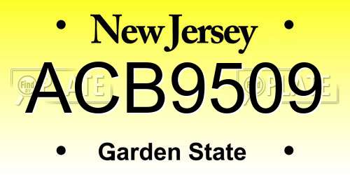 ACB9509 New Jersey License Plate