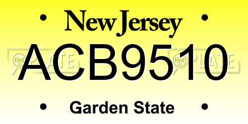 ACB9510 New Jersey License Plate