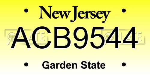 ACB9544 New Jersey License Plate