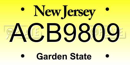 ACB9809 New Jersey License Plate