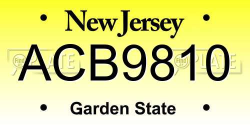 ACB9810 New Jersey License Plate
