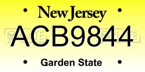 ACB9844 New Jersey License Plate