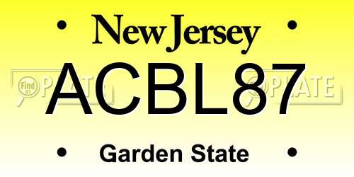 ACBL87 New Jersey License Plate