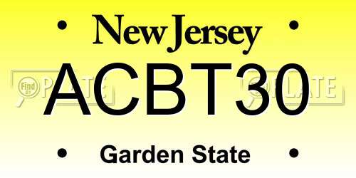 ACBT30 New Jersey License Plate