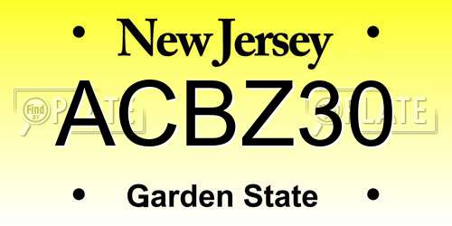 ACBZ30 New Jersey License Plate