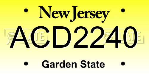 ACD2240 New Jersey License Plate