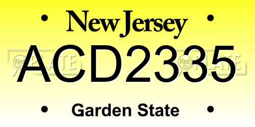 ACD2335 New Jersey License Plate