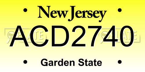 ACD2740 New Jersey License Plate