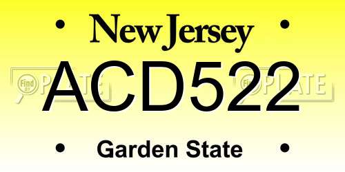 ACD522 New Jersey License Plate