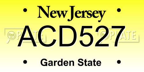 ACD527 New Jersey License Plate
