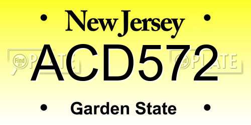 ACD572 New Jersey License Plate