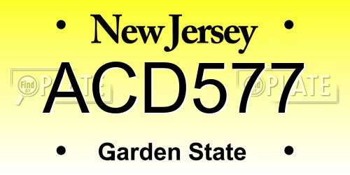 ACD577 New Jersey License Plate