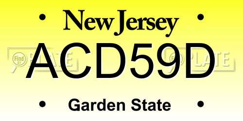 ACD59D New Jersey License Plate