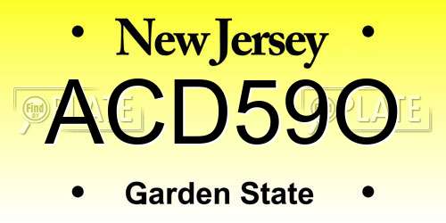 ACD59O New Jersey License Plate