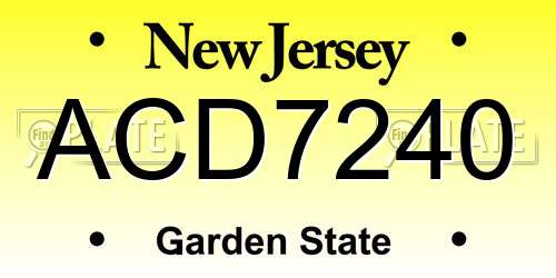 ACD7240 New Jersey License Plate