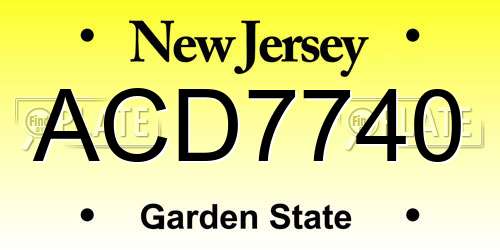 ACD7740 New Jersey License Plate