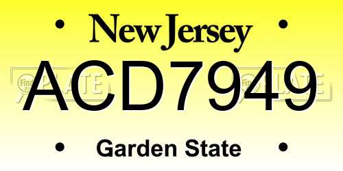 ACD7949 New Jersey License Plate