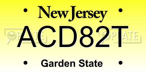 ACD82T New Jersey License Plate