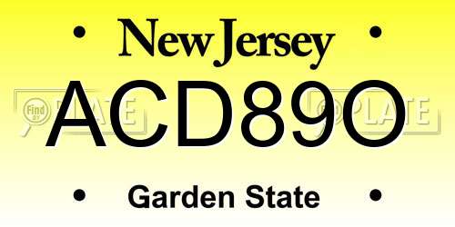 ACD89O New Jersey License Plate
