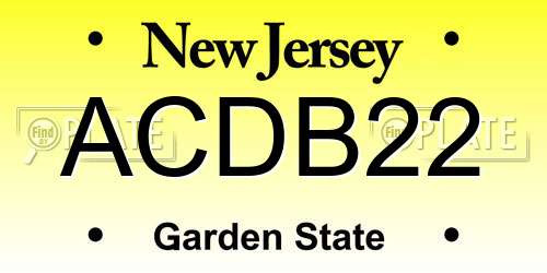 ACDB22 New Jersey License Plate