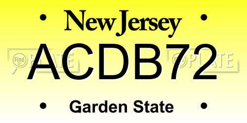ACDB72 New Jersey License Plate
