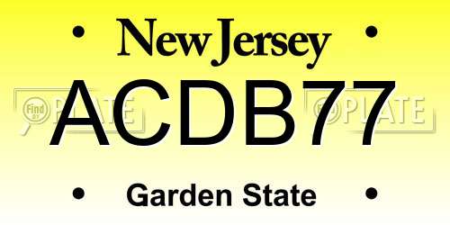 ACDB77 New Jersey License Plate