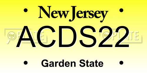 ACDS22 New Jersey License Plate