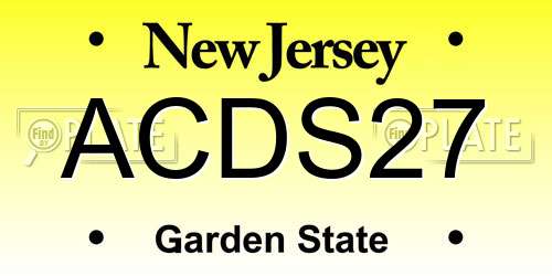 ACDS27 New Jersey License Plate