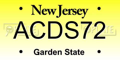ACDS72 New Jersey License Plate