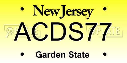ACDS77 New Jersey License Plate
