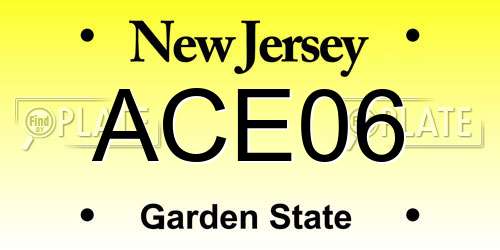 ACE06 New Jersey License Plate