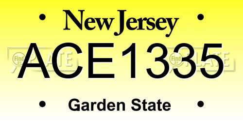 ACE1335 New Jersey License Plate