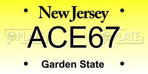 ACE67 New Jersey License Plate