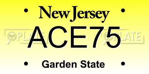 ACE75 New Jersey License Plate