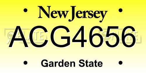 ACG4656 New Jersey License Plate