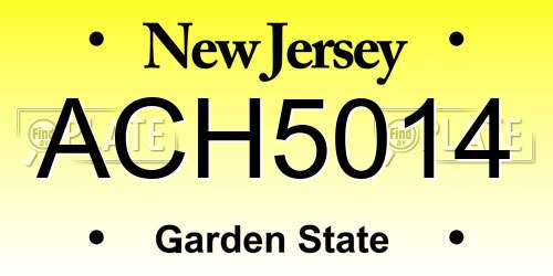 ACH5014 New Jersey License Plate