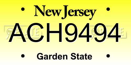 ACH9494 New Jersey License Plate